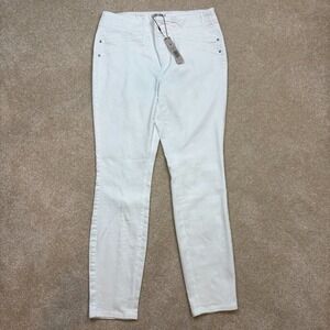 Nic+Zoe Womens White Slim Leg Pull On Stretch Denim Pants Size 8 NEW